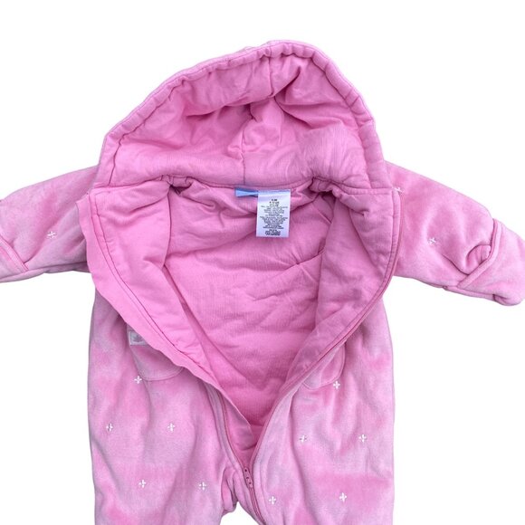 Disney Winnie the Pooh Embroidered Baby Velour Snowsuit Pink Bunting Zip-0-3 mos - Picture 9 of 16